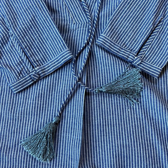 Shakuhachi Stripe Chambray Kaftan Top - Picture 10 of 14